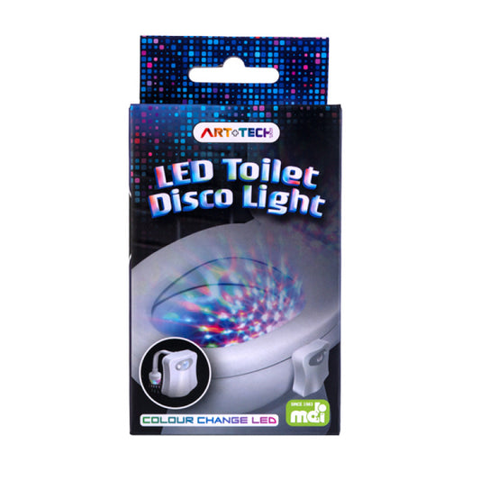 LED Toilet disco light packaging on a white background