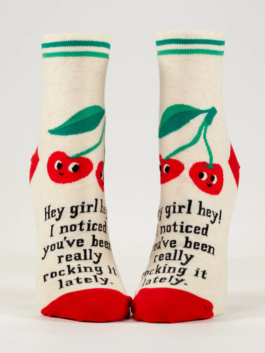front  view cherry ankle socks