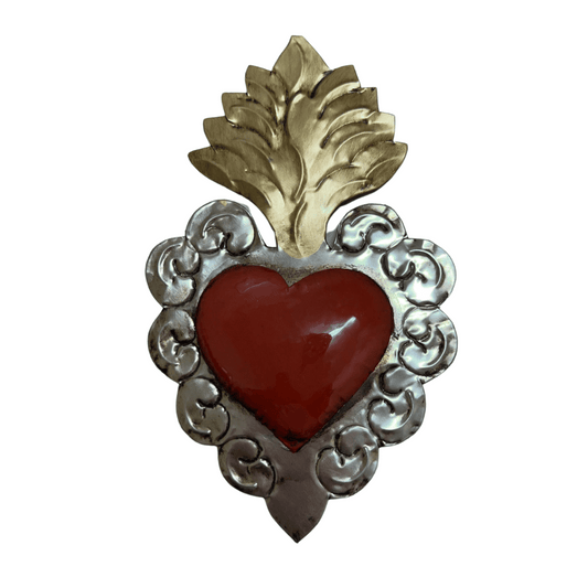 Mexican tin wall art - Red heart (18x10cm)