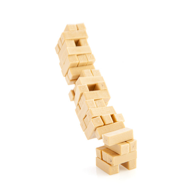 Wooden interlocking puzzle on a white background