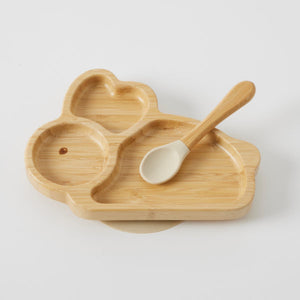 Belle bamboo divider plate and spoon set