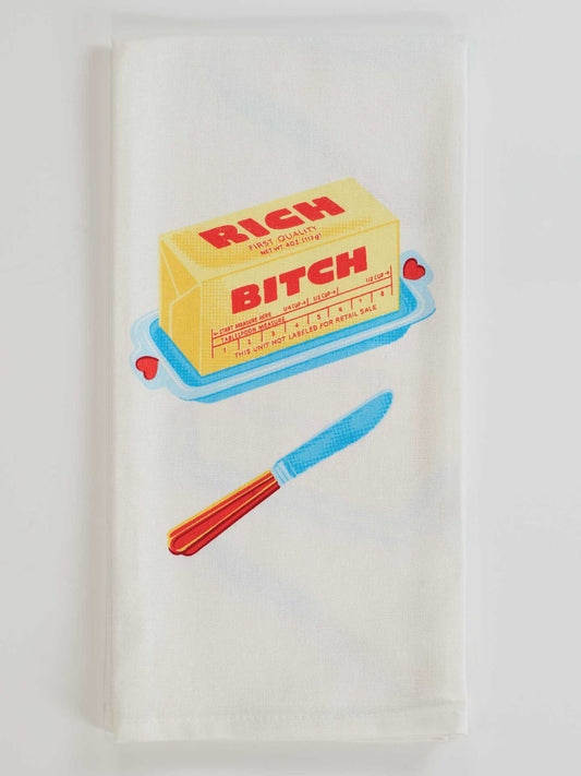 Butter container with 'Rich Bitch' text on a white background