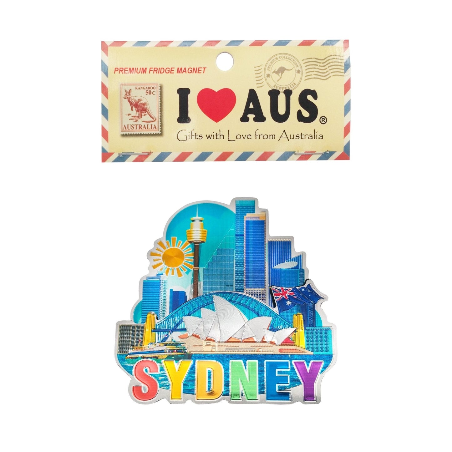 Aussie souvenir fridge magnet - Sydney multicolour foil finish - Gizmo Gifts