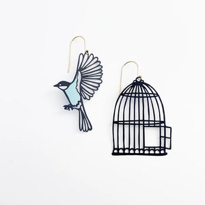 Denz birdcage & bird earrings