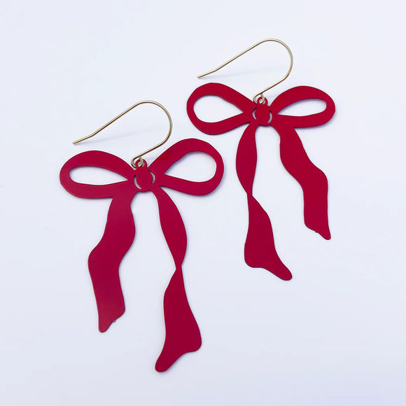 Denz red bow earrings