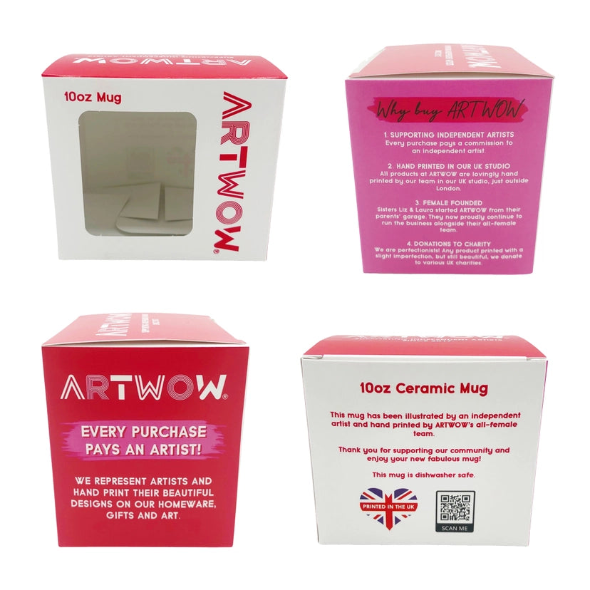 Four Art Wow packaging boxes with product information on a white background