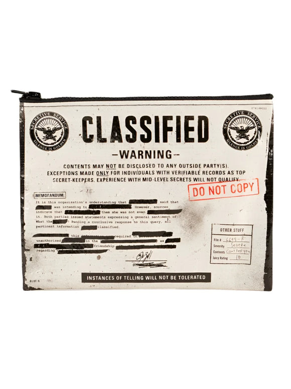 Blue Q zipper pouch- Classified