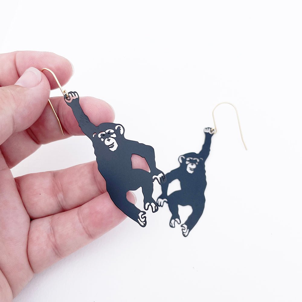 DENZ earrings - Chimp in black - Gizmo Gifts