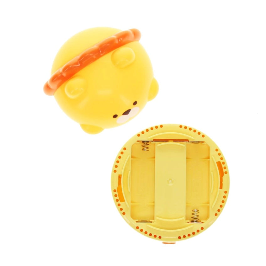 Yellow desk vacuum with cartoon  lion character design on a white background