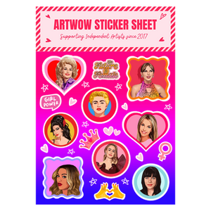 Sticker Sheet A5 - Female music icons art by Dolly Wolfe