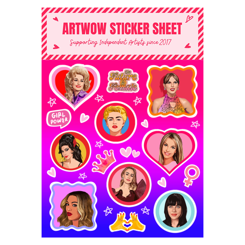 Sticker Sheet A5 - Female music icons art by Dolly Wolfe