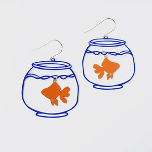 Denz Goldfish & bowl earrings