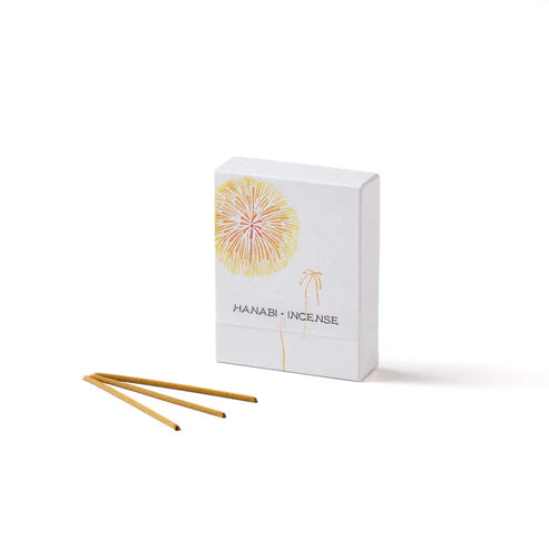 Incense packaging with 'Hanabi Incense' branding on a white background