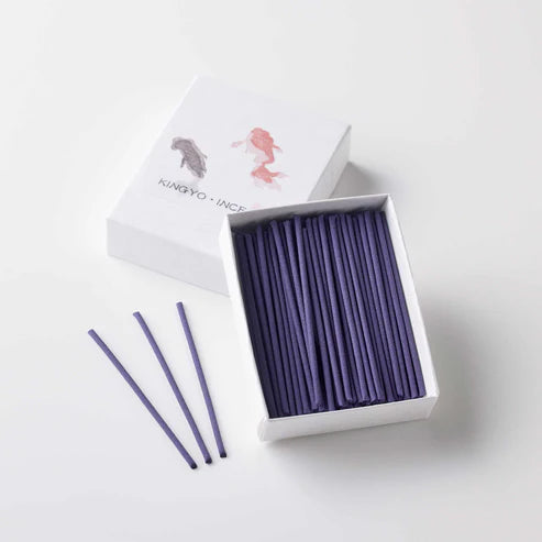 Box of purple incense sticks with 'KINGYO' branding on a white background