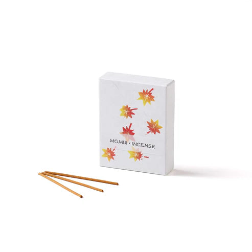 Momiji Incense packaging with three incense sticks on a white background