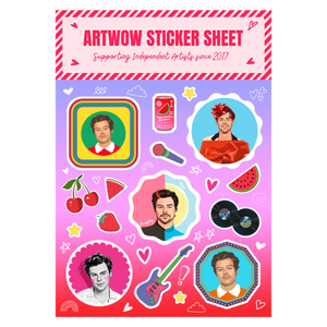 Sticker Sheet A5 -Harry neon Pink by Dolly Wolfe