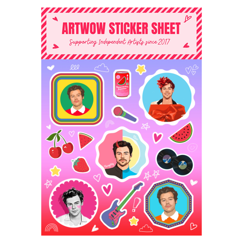 Sticker Sheet A5 -Harry neon Pink by Dolly Wolfe