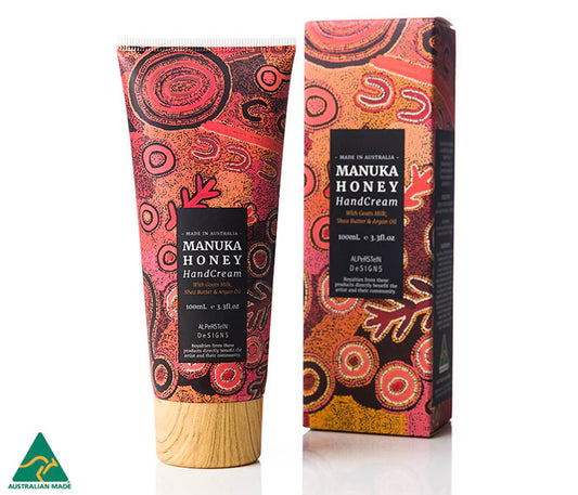 Manuka Honey hand cream with packaging on a white background