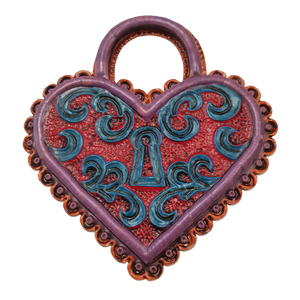 Mexican wall hanging- Heart with swirls and  keyhole (20x20cm)