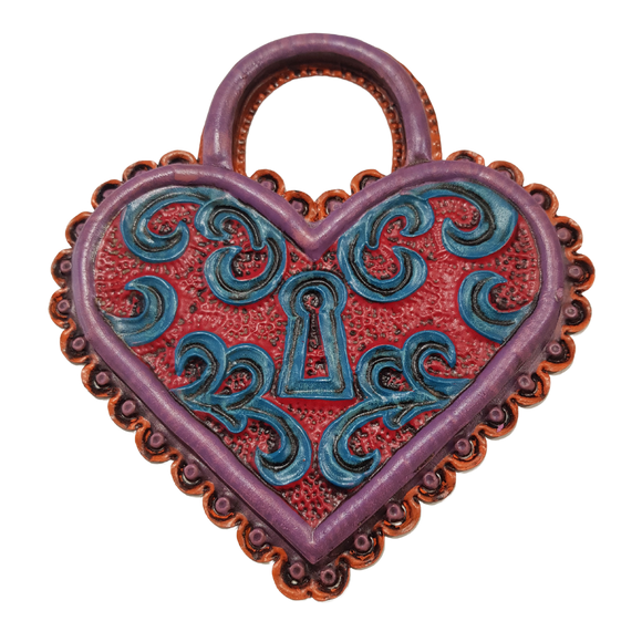 Mexican wall hanging- Heart with swirls and  keyhole (20x20cm)