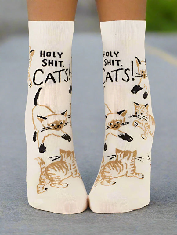 BLUE Q women's ankle socks- Holy Shit, Cats!