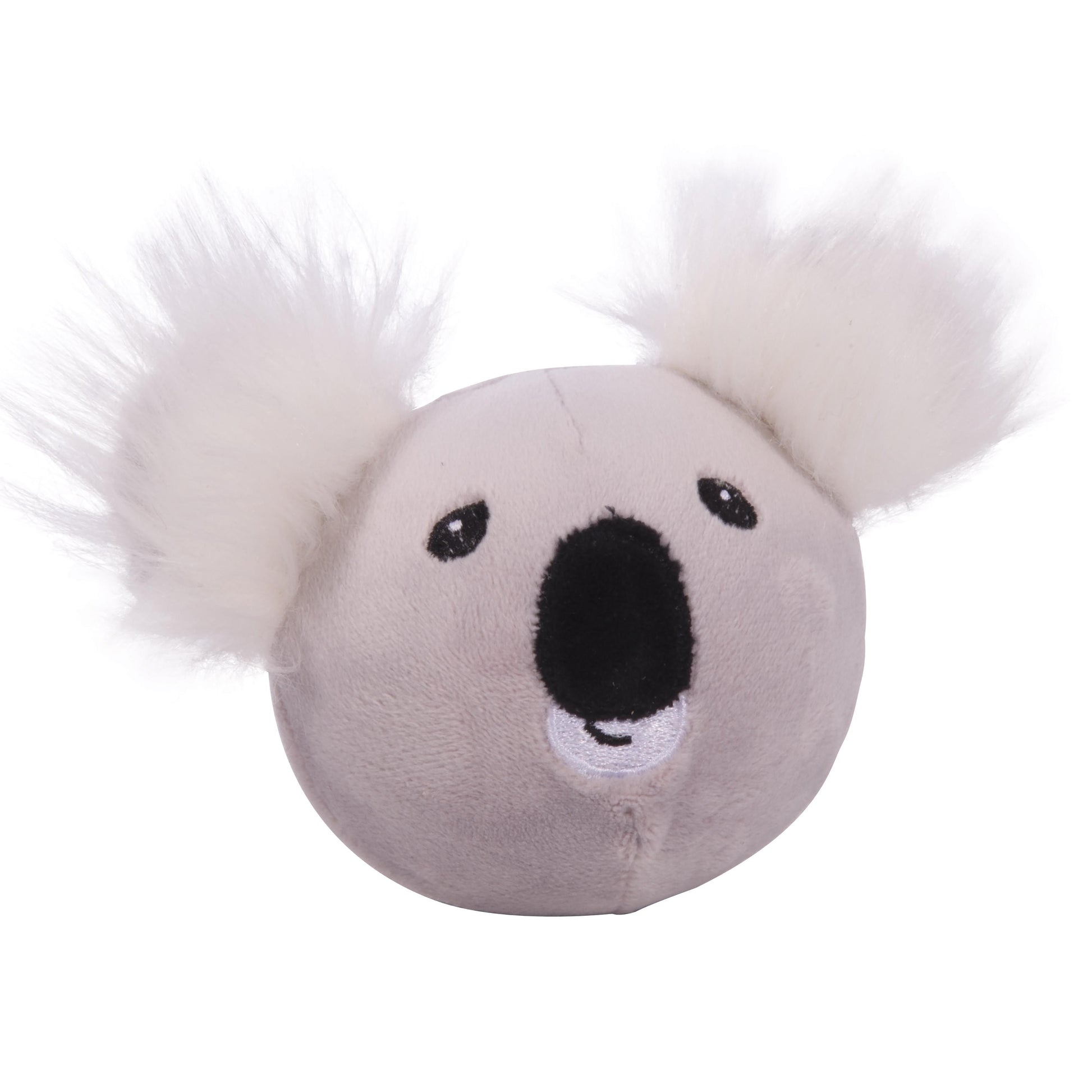 Plush stress  toy shaped like a koala head on a white background