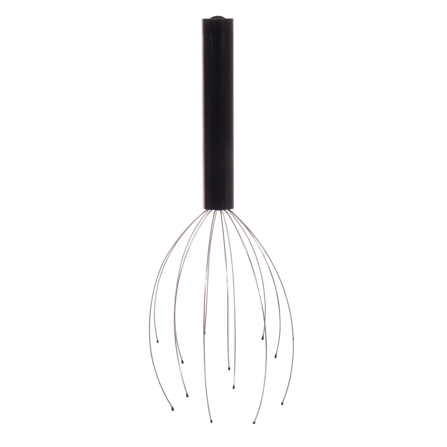Black-handled wire head massage tool on a white background