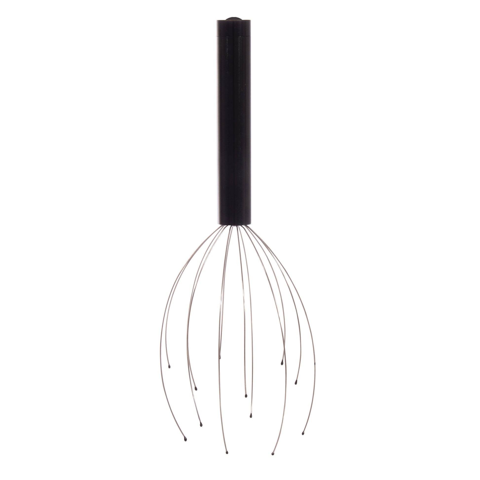 Black-handled wire head massage tool on a white background