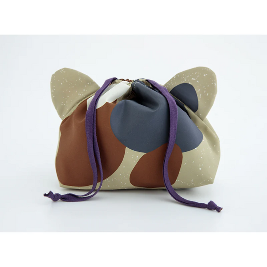 Cat-shaped drawstring bag with ears on a white background