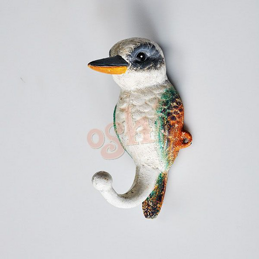 Decorative wall hook shaped like a Kookaburra bird on a light gray background