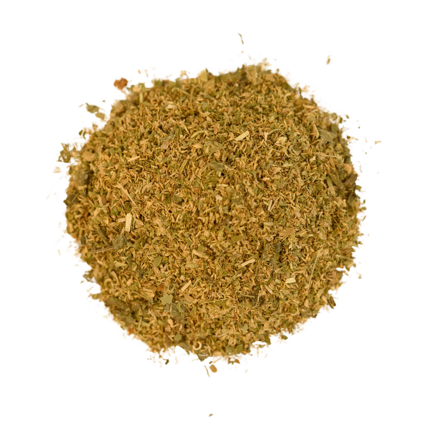 Dry herb powder on a white background