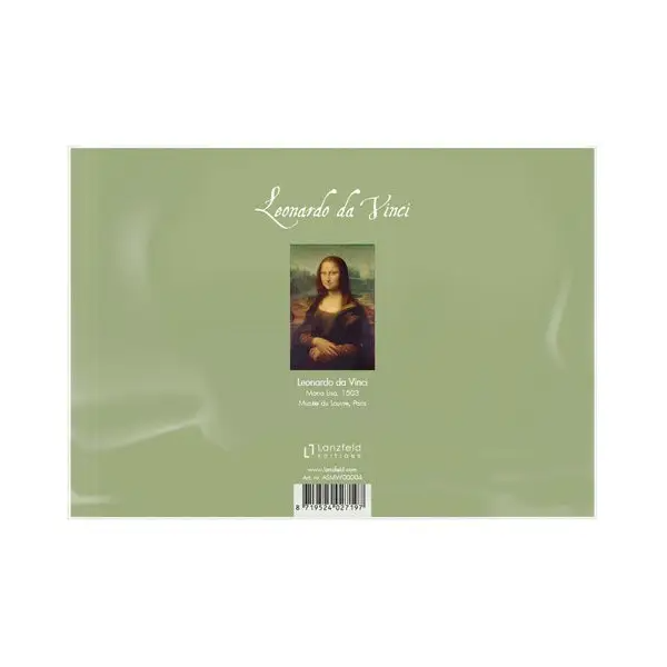 Packaging of Leonardo da Vinci's Mona Lisa with a green background