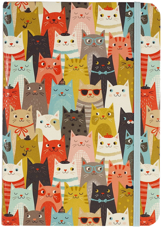 Colourful  cats writing Journal - (small 5"x7")