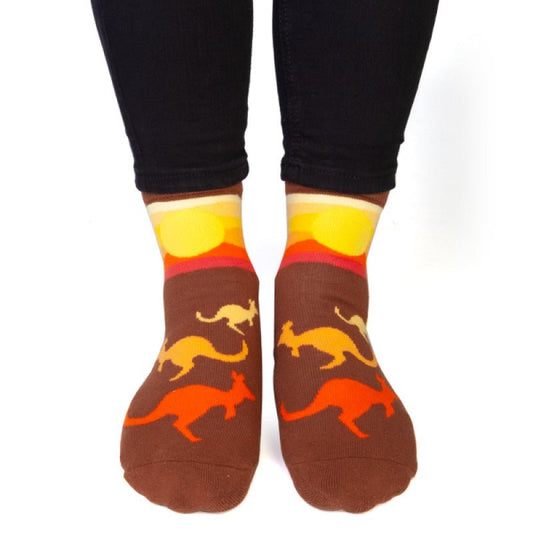 Skipping Kangaroos and sunset print- Feet Speak socks - Gizmo Gifts