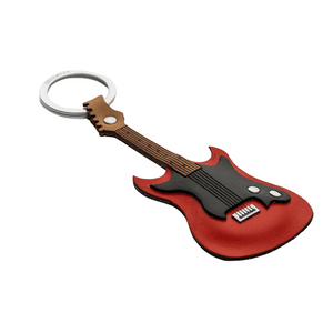 Keyring- Electric Guitar red leather(made in Italy)