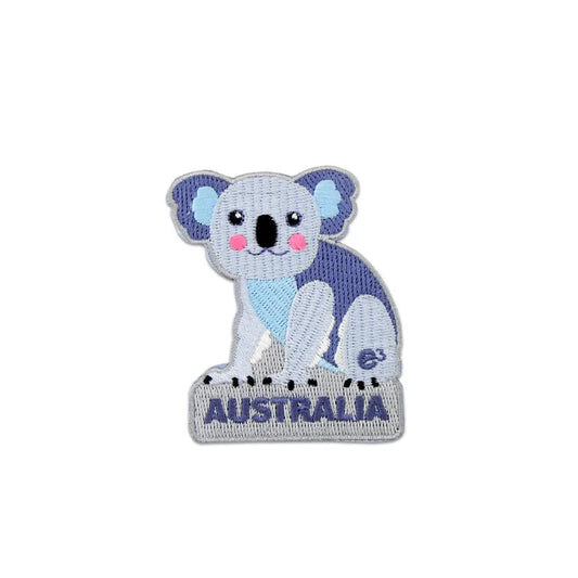 Embroidered patch of a koala with 'Australia' text on a white background