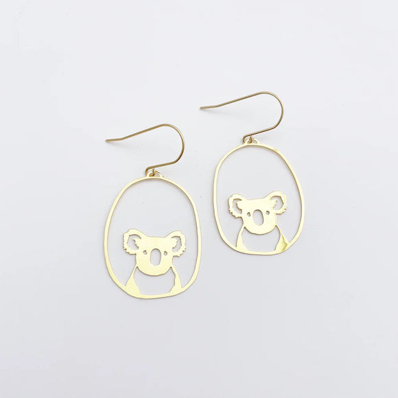 Denz Midi Koala earrings in gold finish