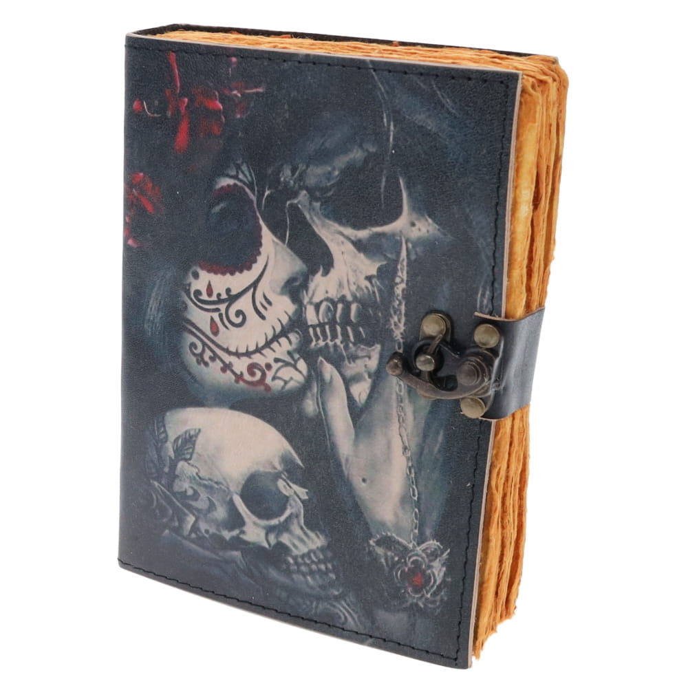 Leather journal - Painted face lovers print 12cmx17cm - Gizmo Gifts