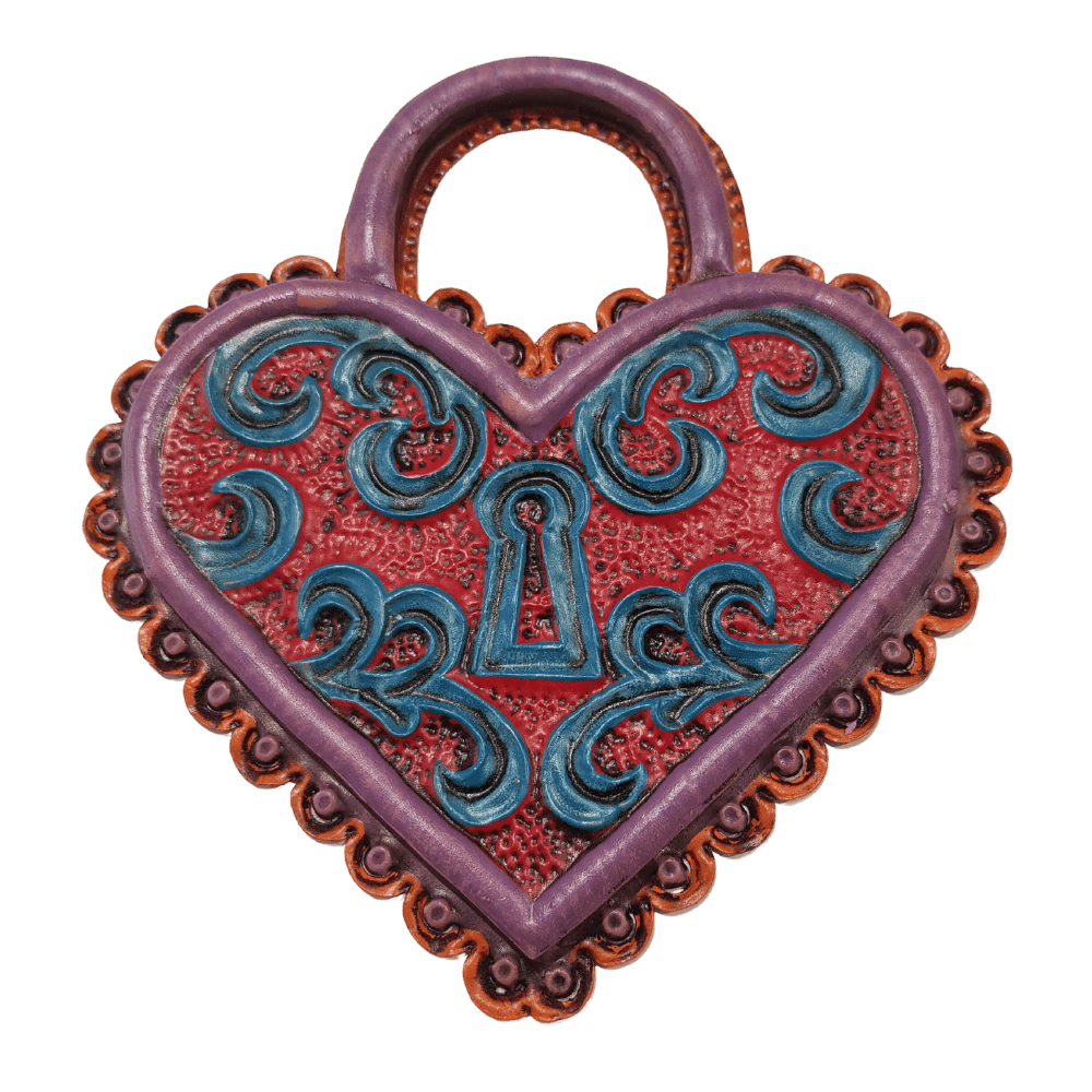 Mexican wall hanging - Heart with swirls and keyhole (20x20cm) - Gizmo Gifts