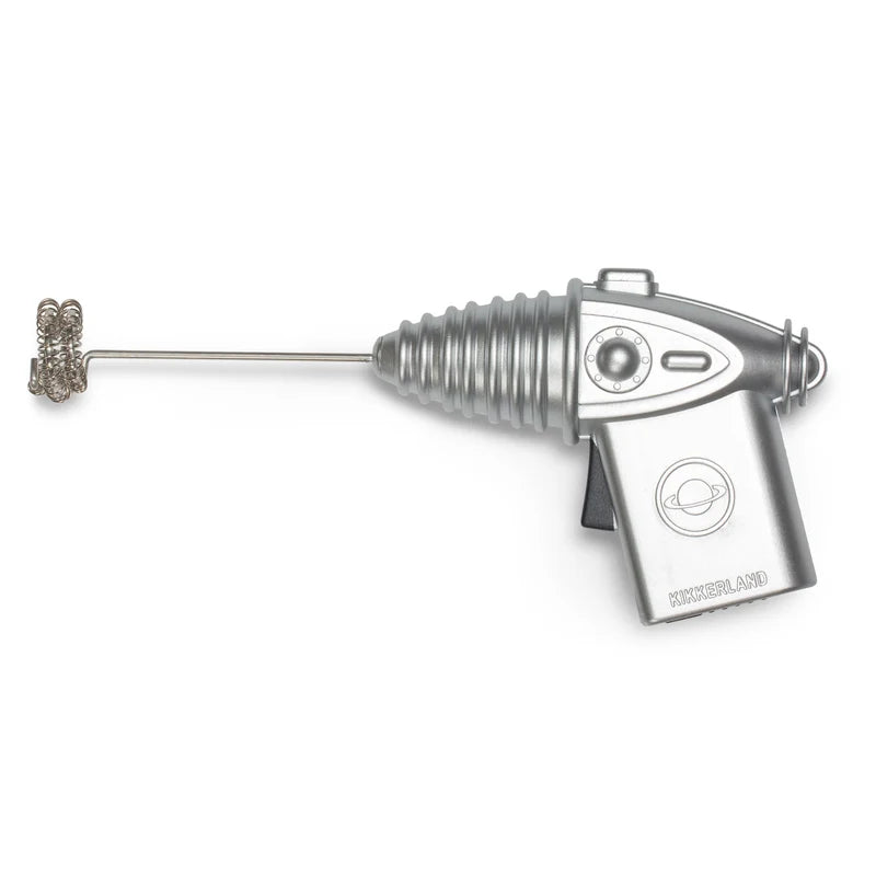 Milk frother shaped like a space gun on a white background.