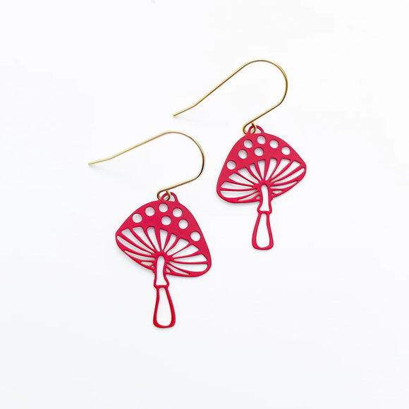 Denz Mini  Red toadstool earrings