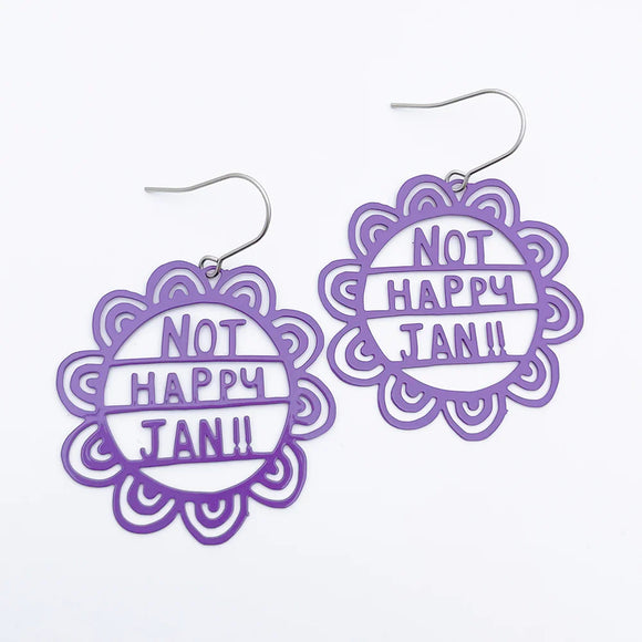 Denz Not Happy Jan (purple) earrings