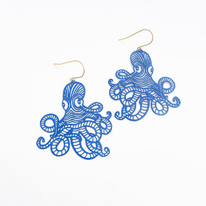 DENZ earrings- Octopus in blue