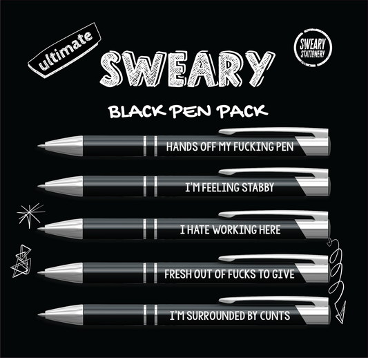 The Ultimate Sweary 5 piece pen set - Gizmo Gifts