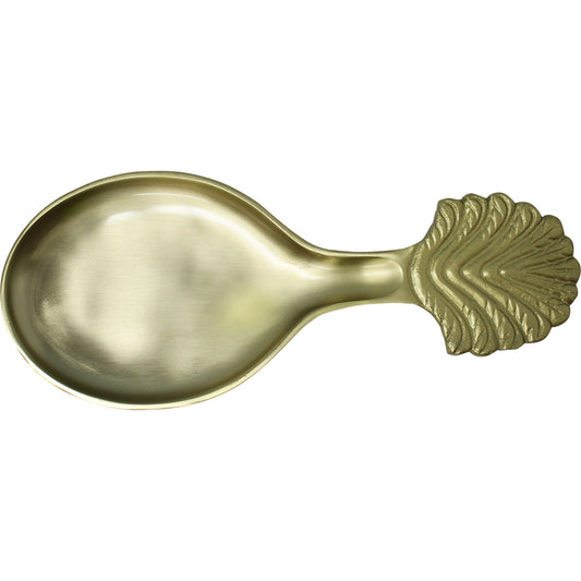 Gold spoon with decorative handle on a white background