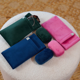 Velvet glasses case with dual compartments