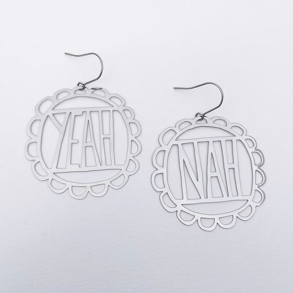 Denz Mini Yeah/Nah earrings in silver