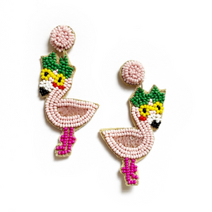 Beaded Flamingo earrings by ZODA