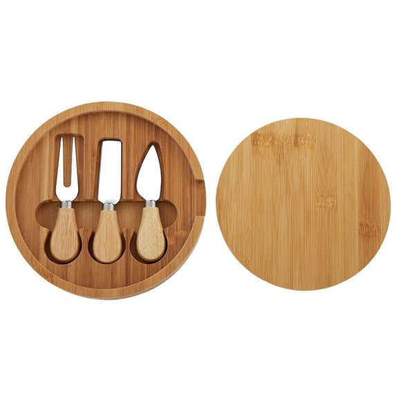 Bayou round board with 3 cheese knives (20cm)