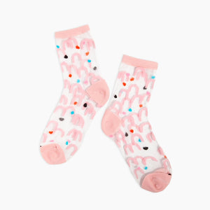 Sheer socks - (Pink Arcs) by POKETO